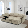 Modular Sectional Sofa Couch Bed With Storage 6 Seater, Sleeper Sofa Bed Couch With Reversible Chaise Ottomans, Adjustable Arms And Backs Beige Beige Polyester 3 Seat