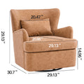 Synthetic Leather Upholstered Swivel Chair, 360 Swivel Comfort Round Armchair, Single Sofa Chair With Lounge Seat For Bedroom Office Reading Space, Set Of 1 ,Brown Yellow Brown Yellow Wood