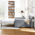 Full Size Upholstery Daybed With Twin Size Erectable Trundle And Usb Charging Design, Linen Grey Box Spring Not Required Full Grey Linen Linen