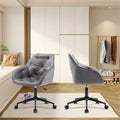 Elegent Velvet Office Chair With Wheels, Makeup Vanity Chair Height Adjustable For Teens Women Girls, Comfy Swivel Modern Leisure Armchair For Home Office, Bedroom, Study And Vanity. Gray Gray Primary Living Space Luxury,Modern Foam Iron