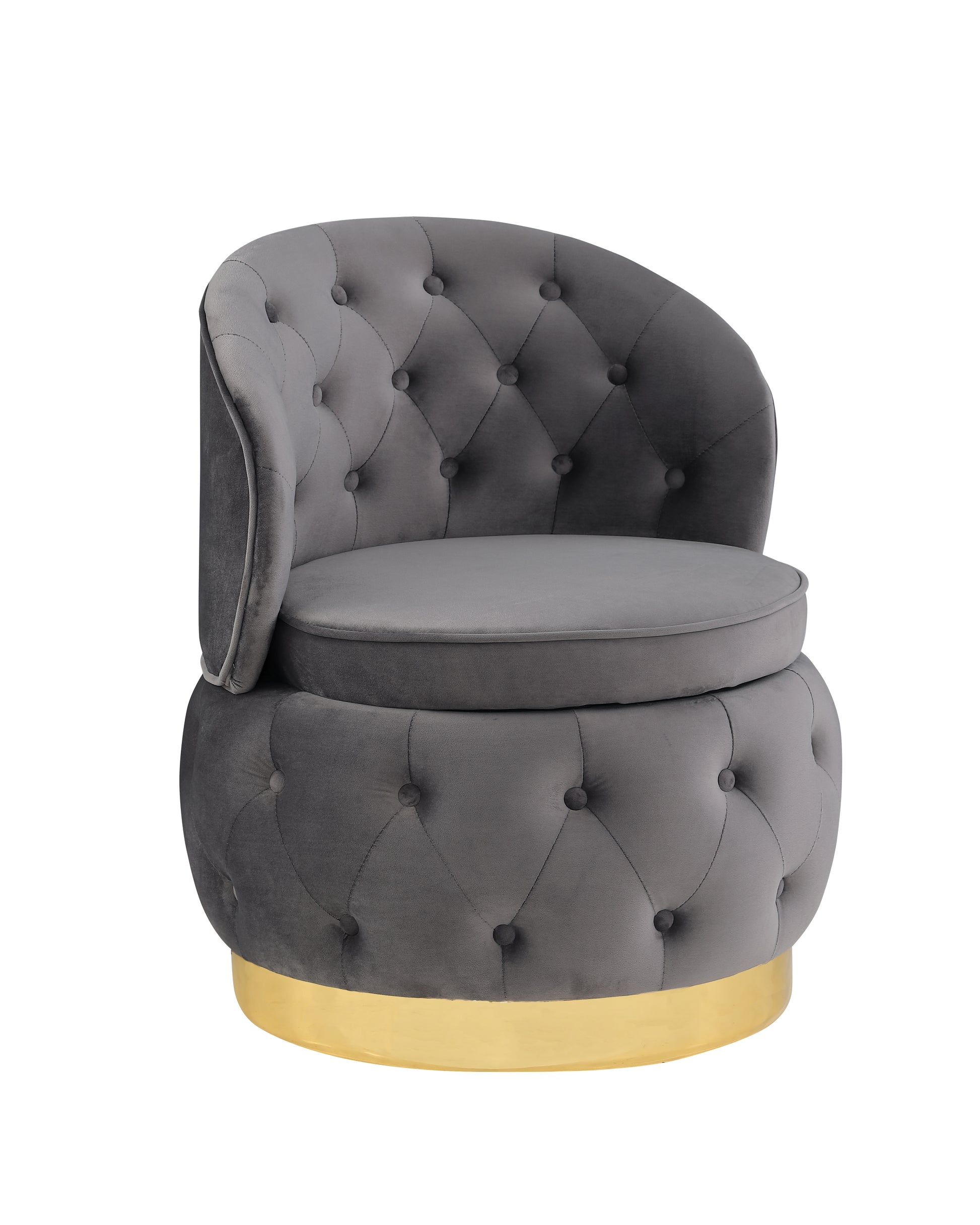 360 Degree Swivel Cuddle Barrel Accent Storage Chairs Gray Velvet