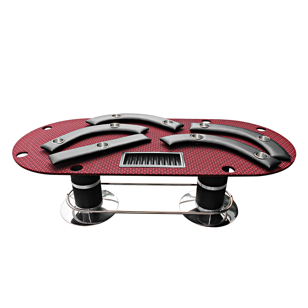 96 Inches Poker Table Model 18755 Red With Cup Holders And Chips Tray Black Primary Living Space Modern Plastic,Wood
