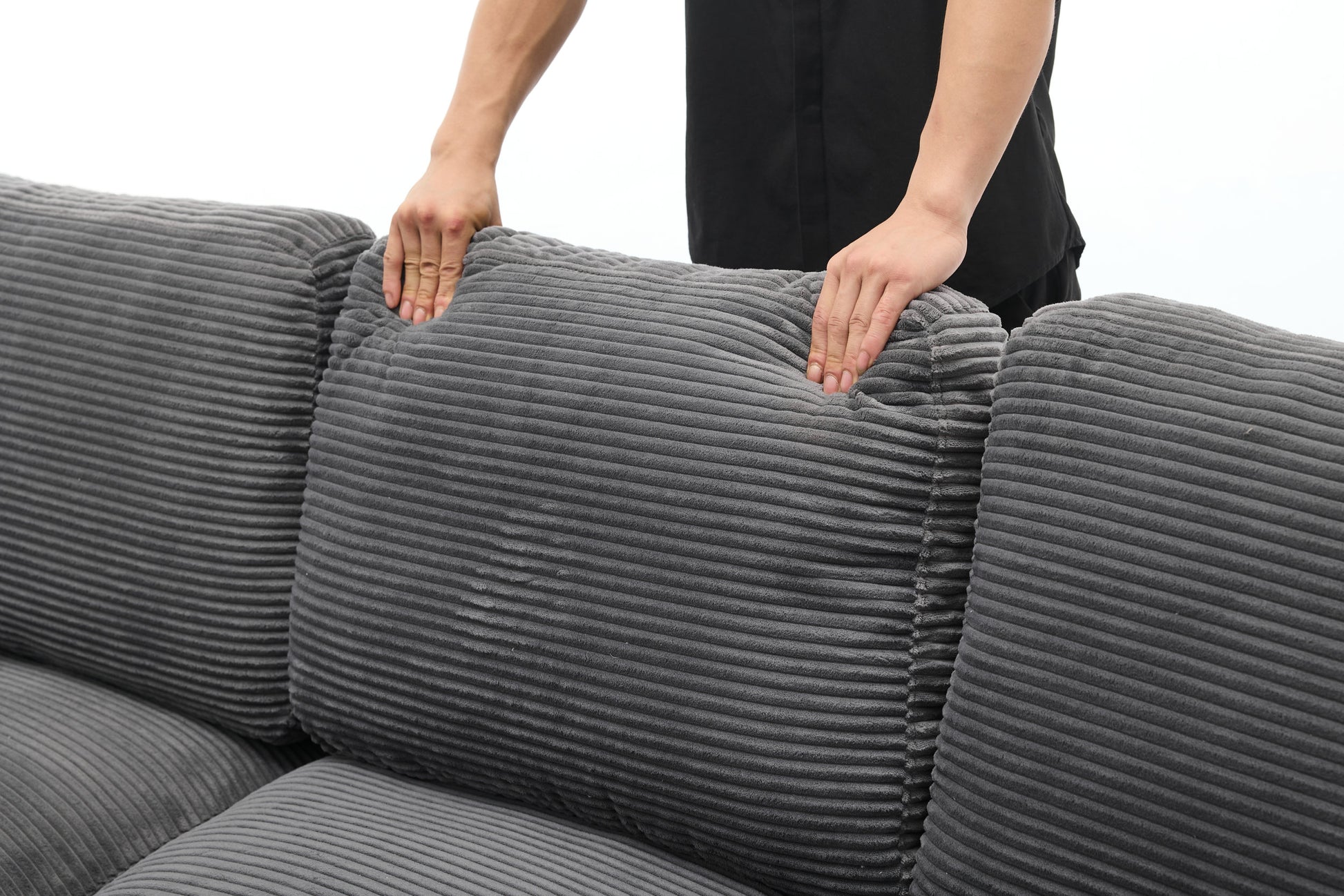 99*69" Modular Sectional Living Room Sofa Set, Modern Minimalist Style Couch, Upholstered Sleeper Sofa For Living Room, Bedroom, 2 Pc Free Combination, Installation Free Sofa, L Shape, Grey Grey Primary Living Space Soft Minimalist,Modern Foam Spring 4