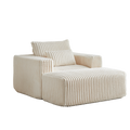 62.5 Inch Corduroy Sponge Sofa Lounge Chair With Removable Footrest,No Assembly Required,Fluffy Modern Sleeper Chair For Indoor Living Room Bedroom Beige Foam Corduroy 1 Seat