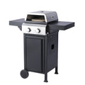 2 Burner Propane Gas Bbq Grill, Pizza Box, 24600Btu Output With Wire Enamel Cooking Grids For Outdoor Barbecue, Foldable Side Table, Hanging Basket, Stainless Steel Black And Silver Garden & Outdoor
