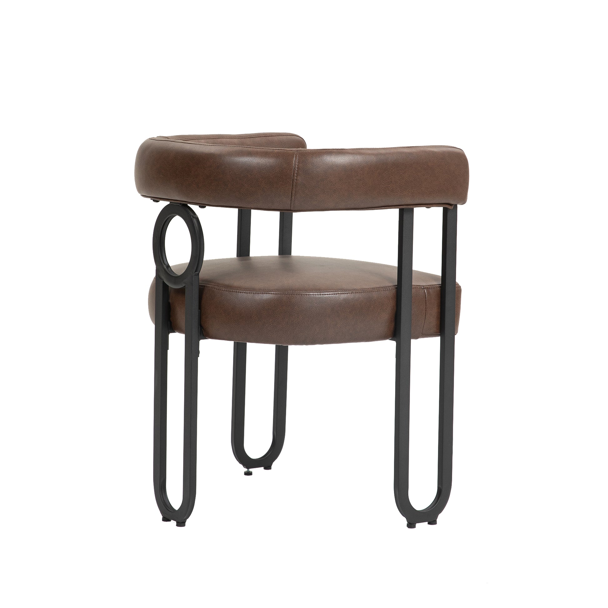 Coolmore Contemporary Designed Pu Fabric Upholstered Accent Dining Chair Barrel Side Chairs Kitchen Armchair For Living Room Set Of 2 Dark Brown Pu Dark Brown Dining Room Foam Pu Leather