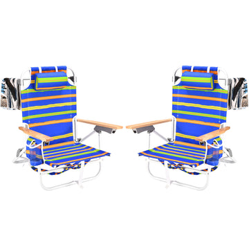 2Pcs Backpack Beach Chairs For Adults Beach Towel Backpack Beach Chairs For Adults 5 Position Chair With Pouch Folding Lightweight Positions Back Pack 13 Inch High Colorful Aluminum