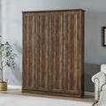 Queen Size Half Self Close And Open Murphy Bed Cabinet Space Saving Bed Perfect For Guest Room, For Bed Room, Guest Room, Home Office, Brown Box Spring Not Required Queen Brown Wood Brown Pine Murphy Pine
