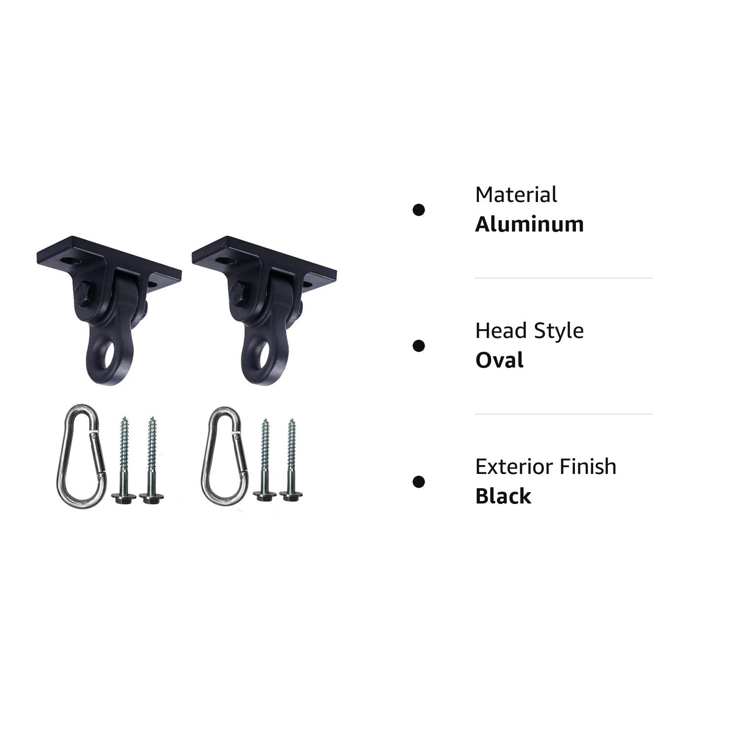 Heavy Duty Black Swing Hangers Screws Bolts Included Over 5000 Lb Capacity Playground Porch Yoga Seat Trapeze Wooden Sets Indoor Outdoor 2 Pack Black Aluminum