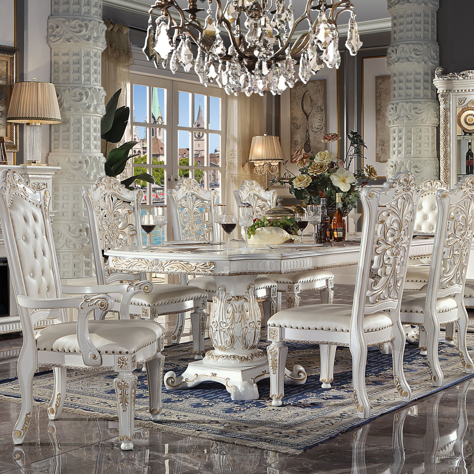 Ivory And Antique Pearl Side Chair With Trim Set Of 2 Solid Ivory Dining Room Side Chair Solid Back Set Of 2 Faux Leather