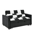 Modern Velvet Seat Sofa Couch Pull Out Bed,3 In One Convertible For Living Room Sofa Bed,Black White Black White Velvet Primary Living Space Cushion Back Medium Soft Medium Duty American Design Pillow Top Arms Foam Velvet 2 Seat