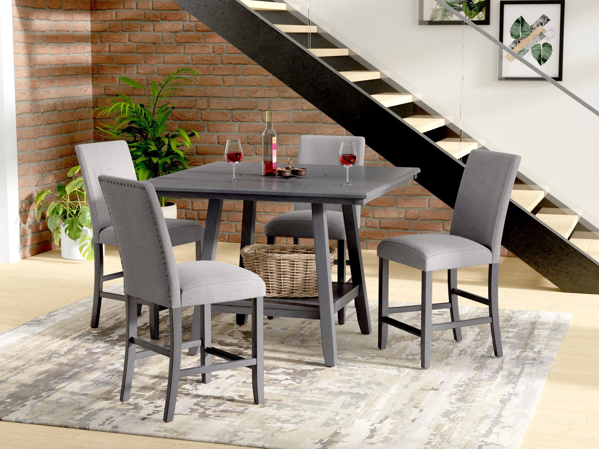 Glimm Gray Gathering Height Table Gray Engineered Wood