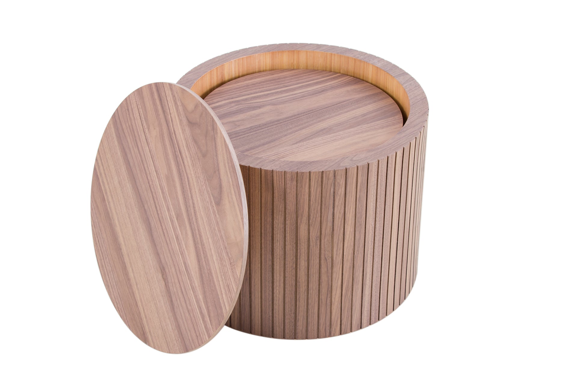 Mdf Nested Table Set 2 Pieces, Handcrafted Round Coffee Table In Living Lounge Area, Walnut Color Walnut Round Round Mdf