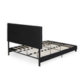 King Size Upholstered Platform Bed Frame With Contemporary Tufted Waffle Stitching, Easy Assembly, Black King Black Fabric