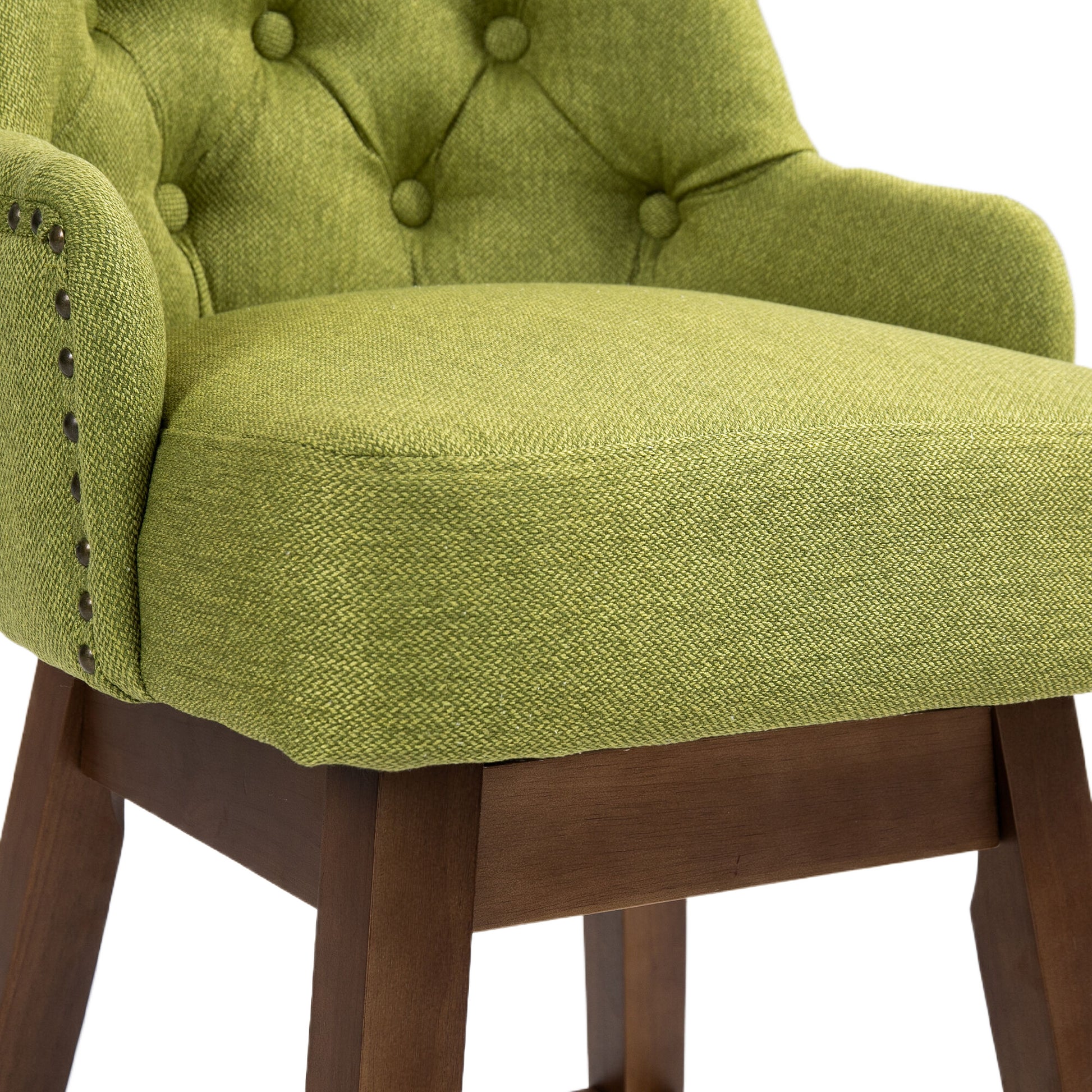 Coolmore Bar Stools Set Of 2 Counter Height Chairs With Footrest For Kitchen, Dining Room And 360 Degree Solid Wood Legs Swivel Bar Stools Set Of 2 Olive Linen Olive Foam Linen