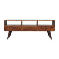 Solid Wood Trio Curved Chestnut Media Unit Antique Bronze Brown Primary Living Space 50 59 Inches 40 49 Inches Antique Mango 50 Inches Wood Solid Wood