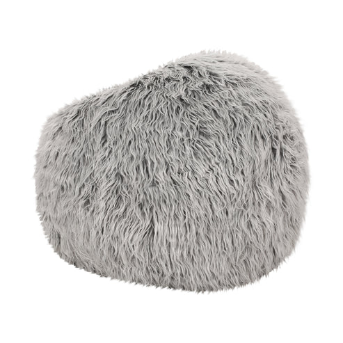 Hawley Silver Gray Faux Fur 3 Foot Bean Bag, Silver Gray Gray Faux Fur