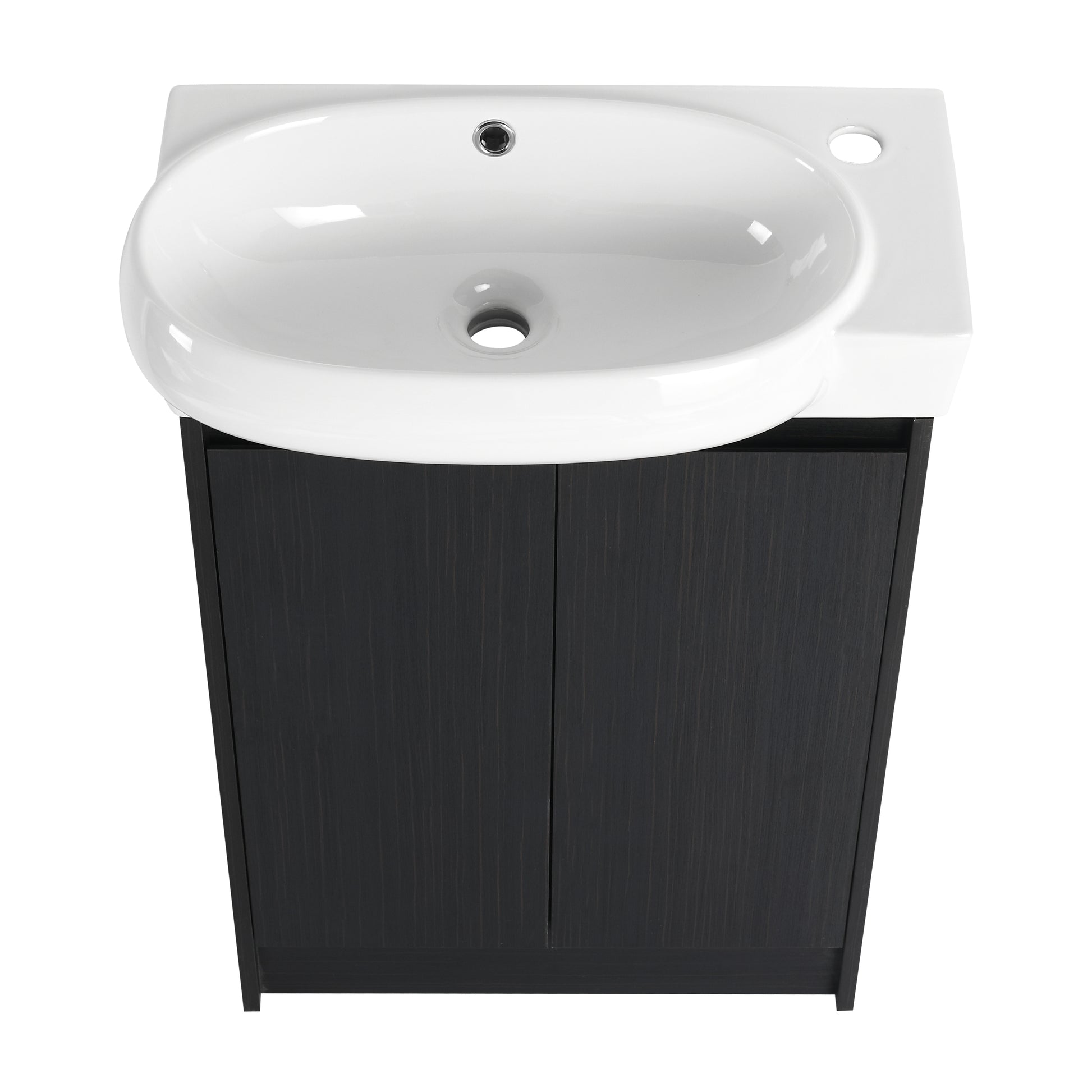 23" Freestanding Bathroom Vanity With Sink, Soft Close Doors Black Chestnut Bathroom Modern Plywood