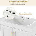 30'' Bathroom Vanity With Seperate Basin Sink, Modern Bathroom Storage Cabinet With Double Sided Storage Shelf, Freestanding Bathroom Vanity Cabinet With Single Sink 1 White Adjustable Hinges Bathroom Freestanding Solid Wood Mdf Resin Painted