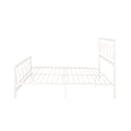 King Size Classical Metal Bed Frame With Circular Design Headboard And Footboard, Under Bed Space, White King White Iron
