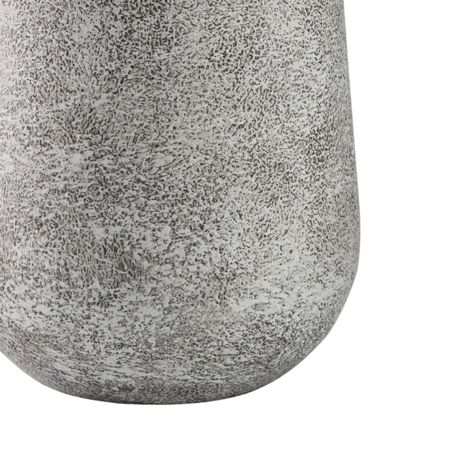 Fin 21 Inch Cylindrical Metal Vase, Subtly Textured, Antique Gray White White Metal