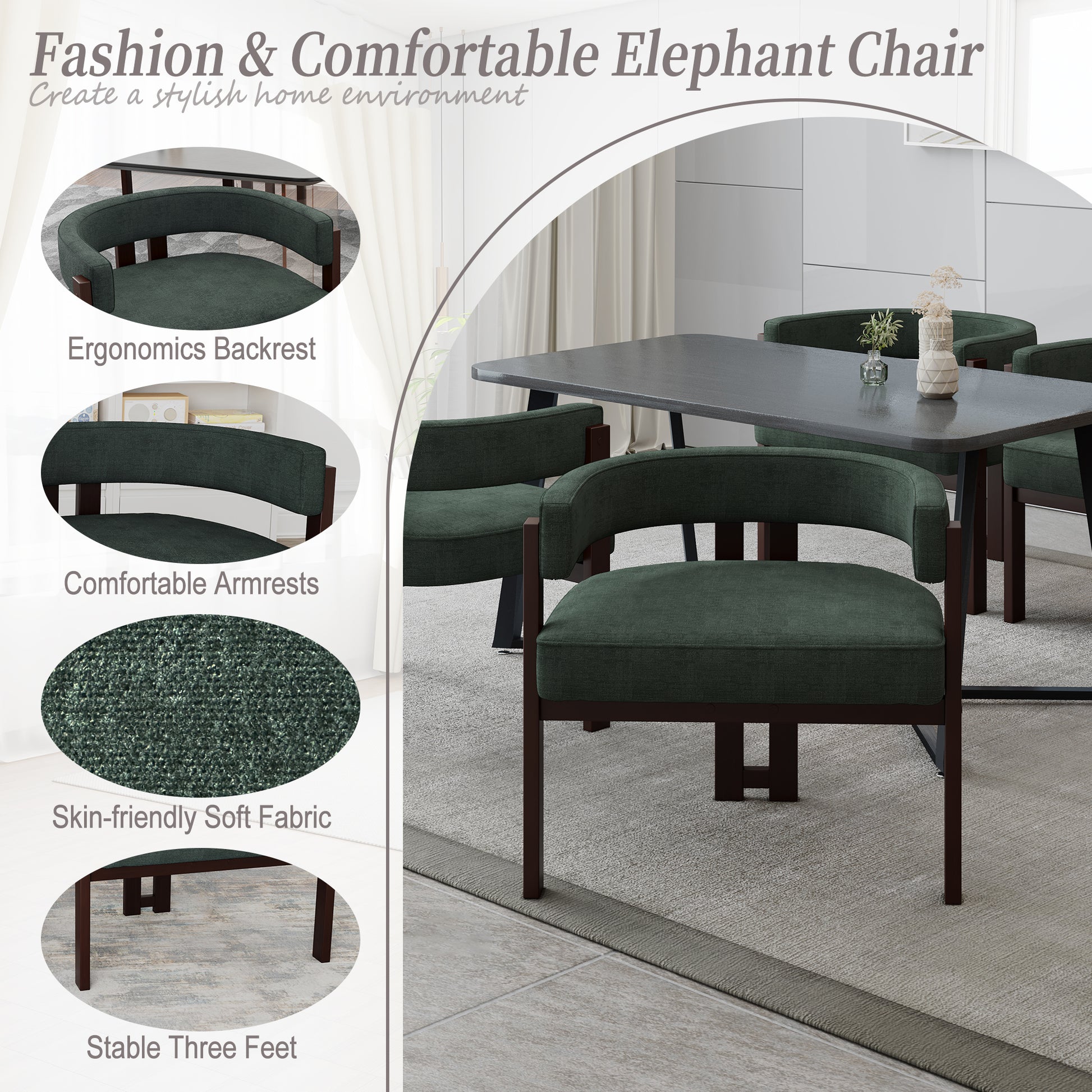 Coolmore Modern Accent Chair Teddy Upholstered Armchair With Open Back 3 Legs Barrel Dining Chair Comfy Side Chair For Living Room Bedroom Dining Room Set Of 2 Emerald Emerald Primary Living Space