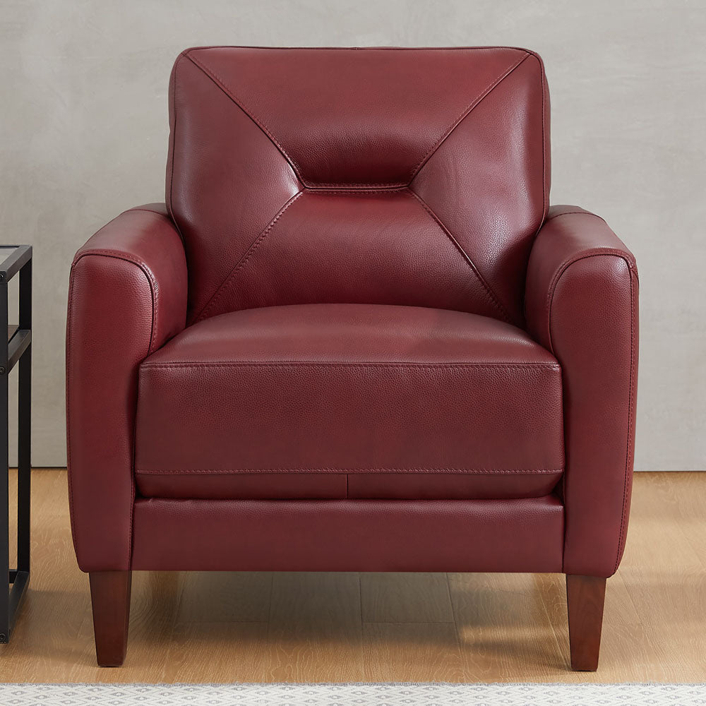 Mavis Leather Chair Red Memory Foam Genuine Leather