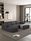 104.32*70.86 Modular Sectional Sofa Sleeper Couch, Sectional Sofa With Chaise And Ottoman, Convertible U Shaped Modular Sofa Set. Compressed Sponge, Dark Grey Combo A B C D Dark Grey Primary Living Space Soft Minimalist,Modern Foam Spring 5 Seat