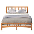 Queen Size Elegant Style Wooden Platform Bed Frame With Headboard,No Need Box Spring,Easy Assembly Queen Oak Rubber Wood