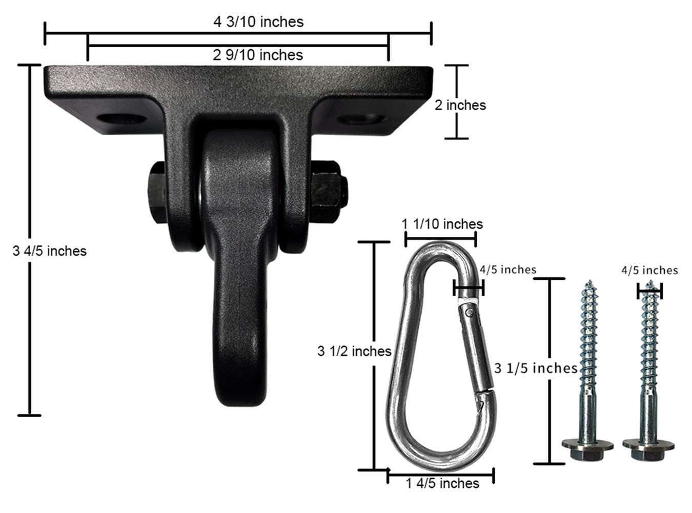 Heavy Duty Black Swing Hangers Screws Bolts Included Over 5000 Lb Capacity Playground Porch Yoga Seat Trapeze Wooden Sets Indoor Outdoor 2 Pack Black Aluminum