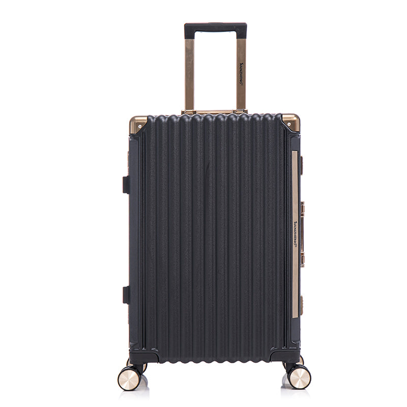 Luggage Sets Expandable Aluminum 20 24 28 Inch Three Model Set, Stylish Suitcase With Aluminum Frame Password Lock, Suitable For Travel Suitcases And Suitcases Dark Coffee Casual Aluminum