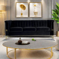 Fx P82 Bk Sofa Modern Sofa Couches For Living Room, 82.67Inches Velvet Velvet Tight Back Chesterfield Design Couch Upholstered Sofa With Metal Legs Decor Furniture For Bedroom Black Velvet 3 Seat