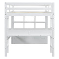 Full Size Loft Bed With Built In Desk With Two Drawers, And Storage Shelves And Drawers,White Old Sku:Gx000320Aak 1 Box Spring Not Required Full White Wood Bedroom Pine