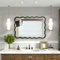 Solid Wood Wavy Rectangle Mirror Black 40