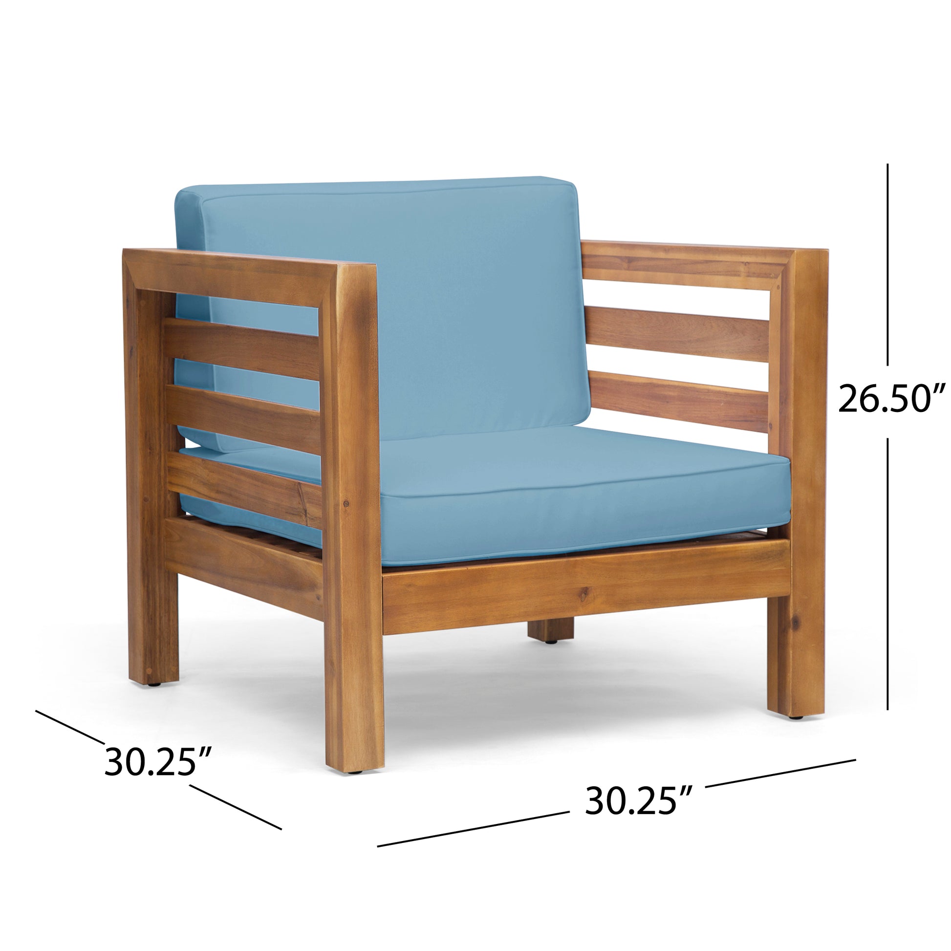 Oana Club Chair Pecan Blue Acacia Wood