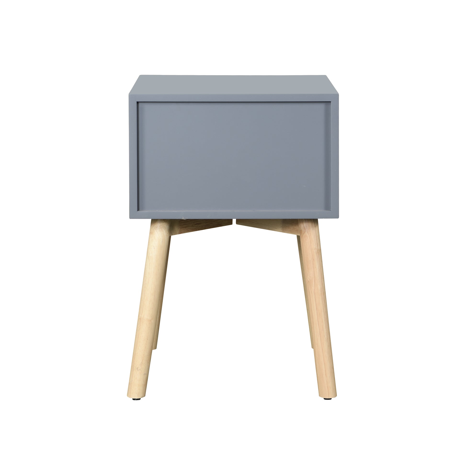 Side Table,Bedside Table With 2 Drawers And Rubber Wood Legs, Mid Century Modern Storage Cabinet For Bedroom Living Room, Gray Gray Mdf
