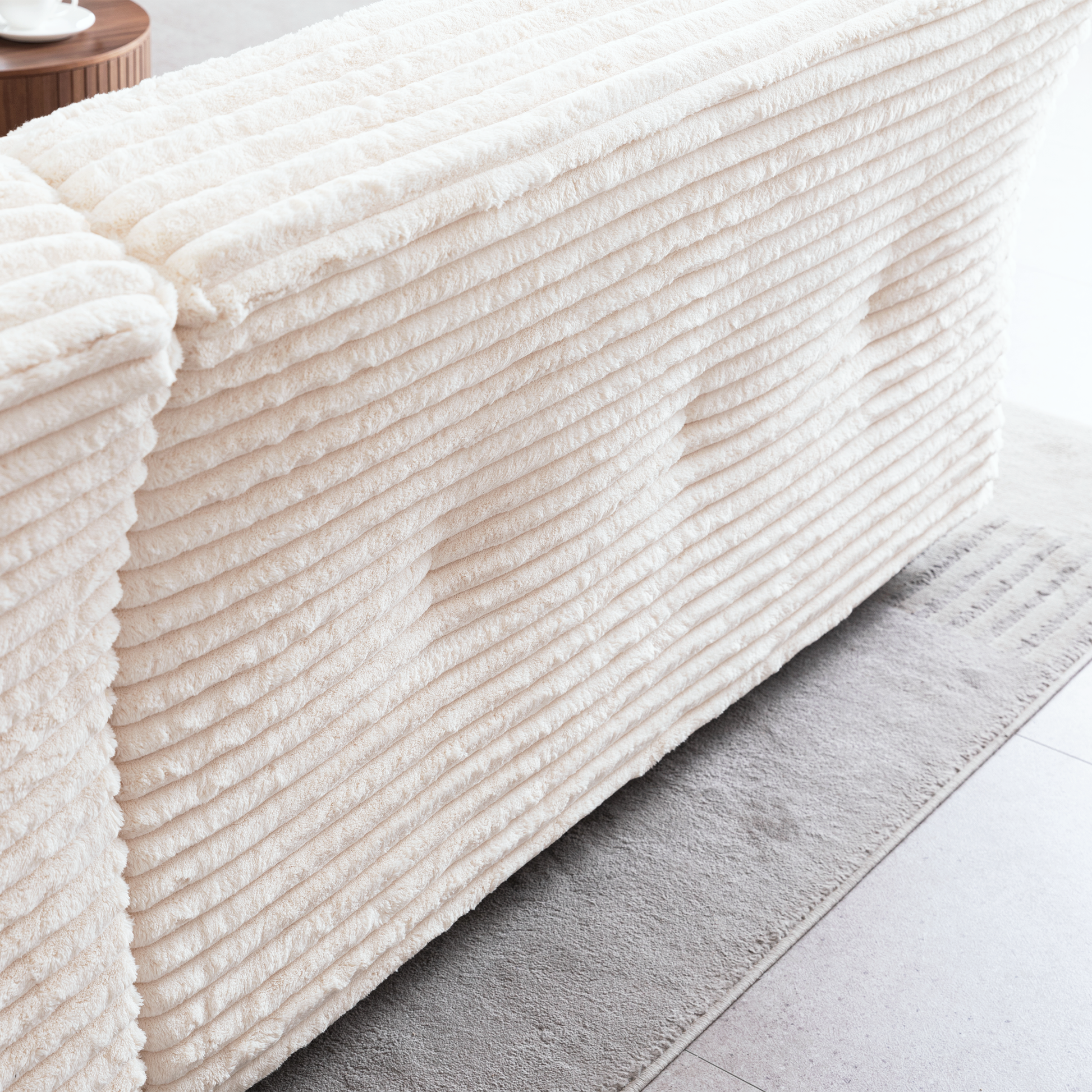 2291 Modern Sofa, Comfortable Cloud Sofa Soft Plush Corduroy Interior With Square Armrests, Living Room, Bedroom, Beige Beige Corduroy 3 Seat