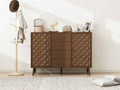 2 Door 4 Drawer Cabinet, Suitable For Bedroom, Living Room, Study Walnut Particle Board