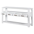 62.2'' Modern Console Table Sofa Table For Living Room With 4 Drawers And 2 Shelves White Solid Wood Mdf