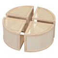 Round To Square Block Modular Coffee Table Light Natural Rattan With Storage 4 Piece Light Natural Rubber Wood