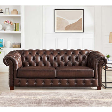 Versailles Leather Sofa Caramel Down Filling Genuine Leather 2 Seat