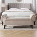 Kathy Roll Arm Entryway Accent Bench, Sky Neutral Beige Polyester Beige Foam Polyester