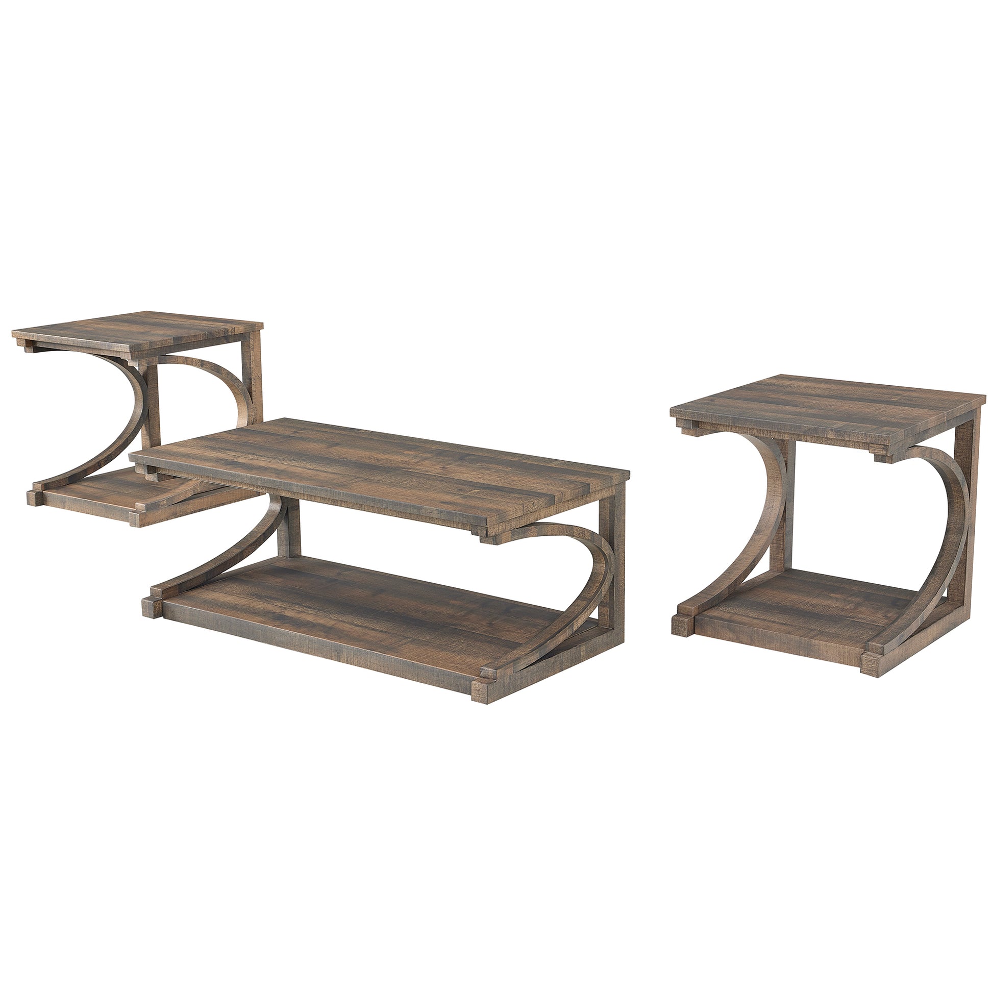 Unique Coffee Table, Solid Wood 48 Inch Modern Coffee Table Modern Center Table With Storage, Solid Wood Special Shape Coffee Table, Living Room, Kitchen, Apartment Dining Table Brown Solid Wood Mdf