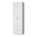 Tall Mayer Wardrobe In Melamine With Two Doors And Two Drawers White Particle Board Melamine
