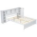 Full Size Platform Bed With Storage Headboard And Lockers, White Full Box Spring Not Required White Wood Bedroom Solid Wood Mdf