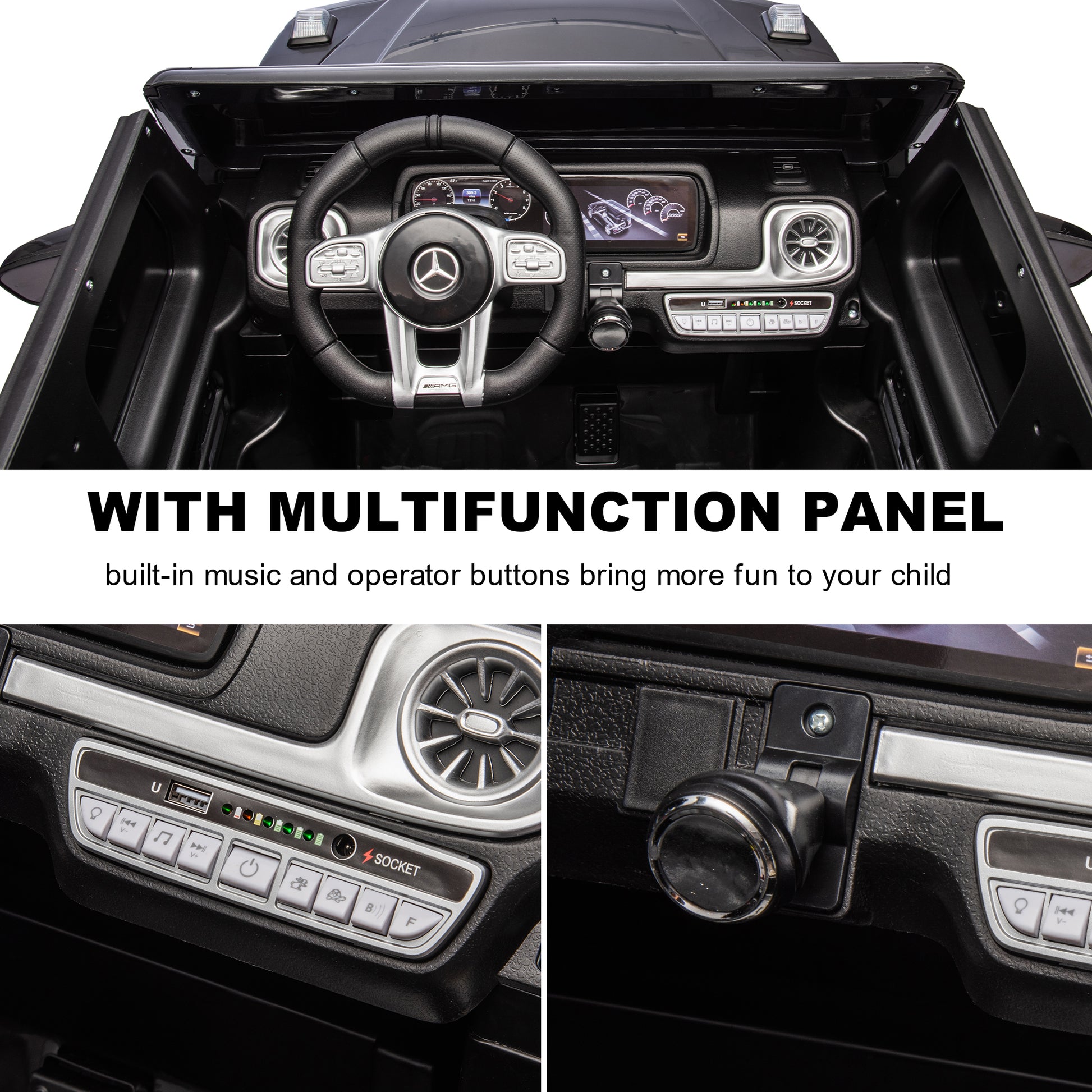 24V 2 Seater Kids Ride On Car Licensed Mercedes Benz G63 Powerful 4Wd For Kids Ages 3 8, With 7Ah Big Battery, Remote Control, Soft Braking, 4 Wheel Suspension, Led Headlight & Music,Black Black Polyethylene