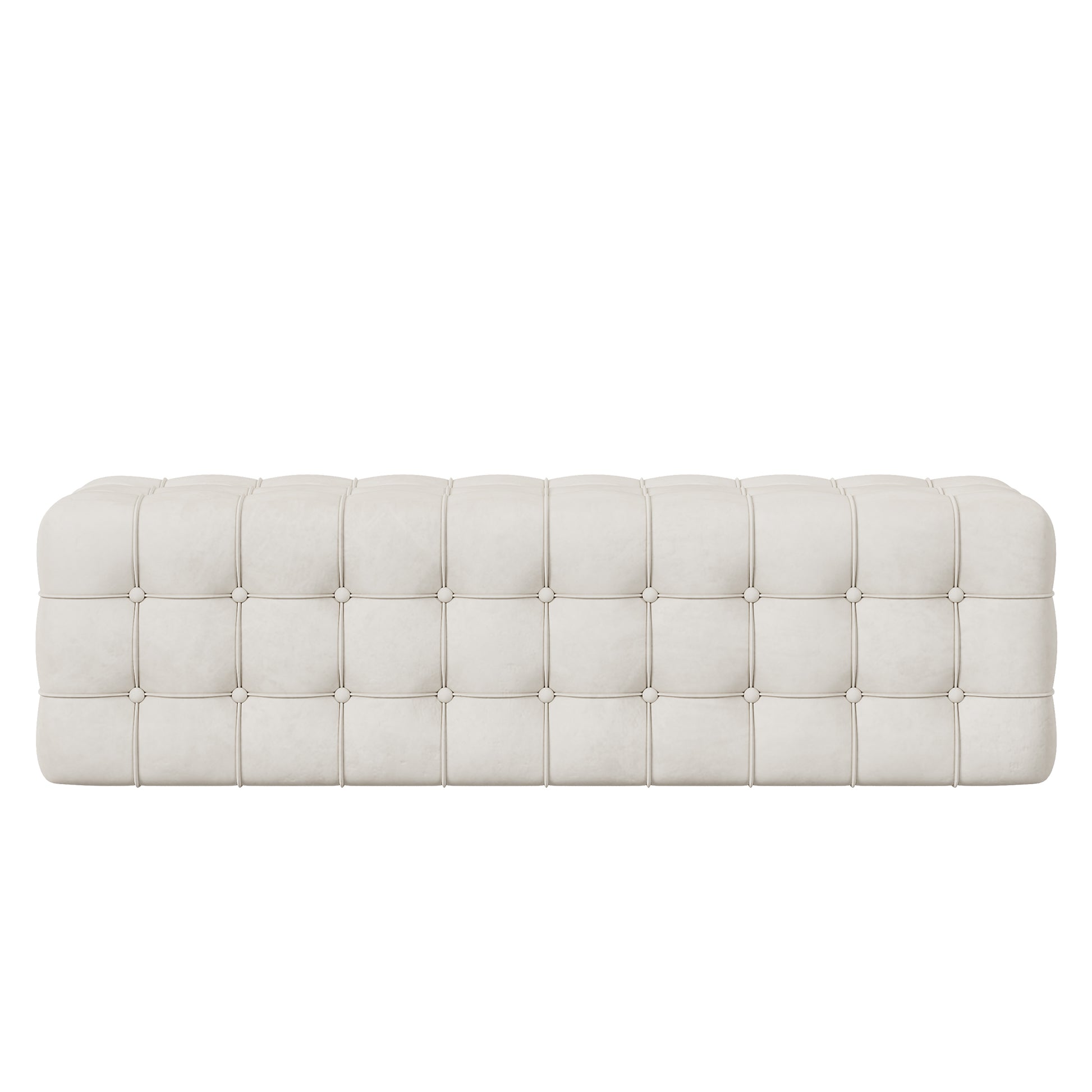 All Covered Velvet Upholstered Ottoman, Rectangular Footstool, Bedroom Footstool, No Assembly Required, Elegant And Luxurious, White White Mdf