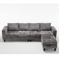 Arrived 5 Seat Modular Sofa,With Storage Ottoman, Convertible Sectional Sofa, L Shaped Couchreversible Chaise ,Riveted Sofa,Chenille, Gray Gray Polyester Wood Primary Living Space Medium Soft Cushion Back Modern Square Arms Foam Metal & Wood 5 Seat