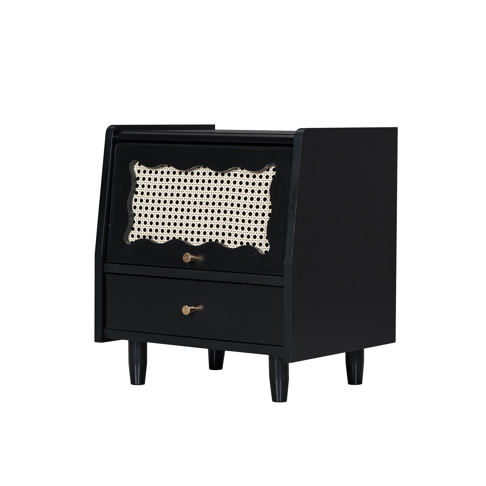 3 Pieces Bedroom Set With Full Size Wooden Bed Frame, 1 Vintage Nightstand And 1 Makeup Vanity Set With Stool,Black Full Black 3 Piece Set Wood