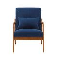 Coolmore Modern Accent Chair, Solid Wood Padding Lounge Armchairs With One Pillow For Living Room, Bedroom, Guest Room Navy Navy Brown Primary Living Space Modern Rubberwood Foam Velvet